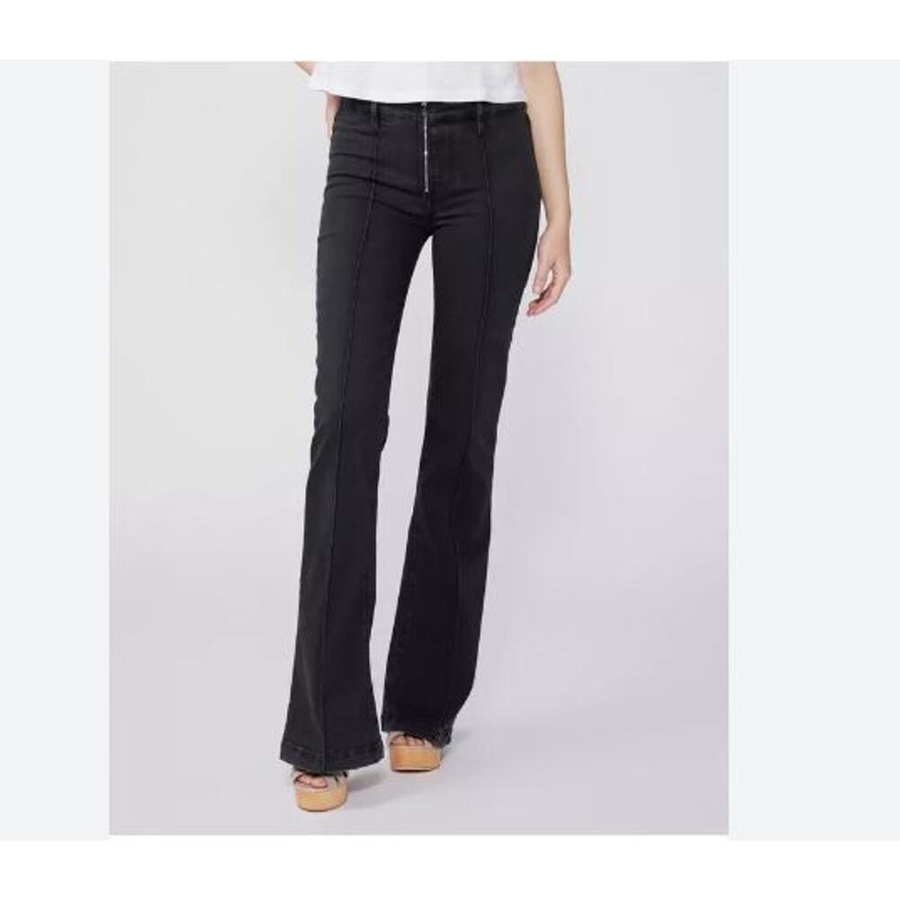 NWT! PAIGE‎ Women's Genevieve Half Exp Zip Pintuck DEEP NOIR Sz-24